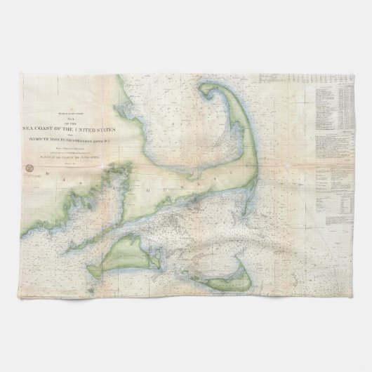ケープコッド(1857年)のヴィンテージの地図 キッチンタオル (横)