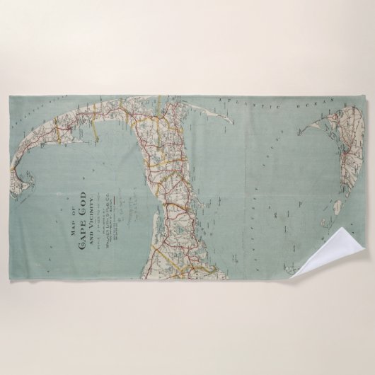 ケープコッド(1917年)のヴィンテージの地図 ビーチタオル (正面)