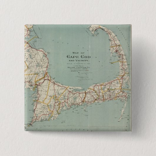 ケープコッド(1917年)のヴィンテージの地図 缶バッジ (正面)