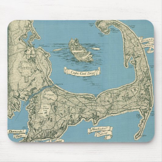 ケープコッド(1945年)のヴィンテージの地図 マウスパッド (正面)