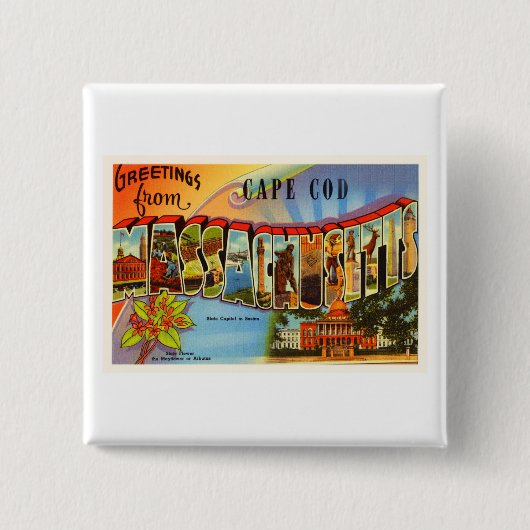 ケープコッド#2マサチューセッツMA古い旅行記念品 缶バッジ (正面)