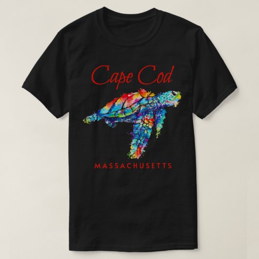 ケープコードマサチューセッツ州水彩ウミガメ Tシャツ (デザイン正面)