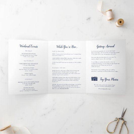 ケープコー結婚ドのウェルカムレター&旅程 三つ折りプログラム (内部)