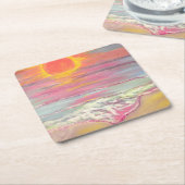 ケープサンブラスサンセットビーチ スクエアペーパーコースター (アングル)