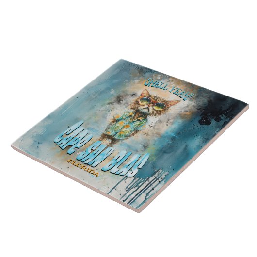 ケープサンブラスフロリダビーチ猫 タイル (側面)