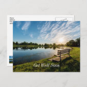 ケープジラード郡公園のベンチでの夕日 回復祝い ポストカード (正面/裏面)