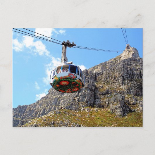 ケープタウンのテーブルマウンテンを上るケーブルカー ポストカード (正面)