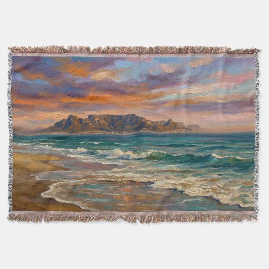 ケープタウンの鮮やかな色、油絵の傑作 スローブランケット (正面)