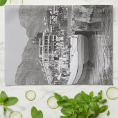 ケープタウンの waterfront、テーブルマウンテン、南アフリカ キッチンタオル (折り畳み)