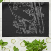 ケープタウンアーキテクチャベーカリー建物スケッチ キッチンタオル (折り畳み)