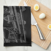 ケープタウンアーキテクチャベーカリー建物スケッチ キッチンタオル (四つ折り)