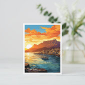 ケープタウンサウスアフリカアートトラベルイラストレーション ポストカード (スタンド正面)