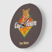 ケープタウンサウスアフリカレトロレオパードヴィンテージ ラージ壁時計 (傾斜)