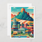 ケープタウンサウスアフリカヴィンテージトラベルイラストレーション ポストカード (正面/裏面)