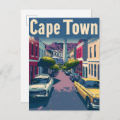 ケープタウンサウスアフリカヴィンテージトラベルイラストレーション ポストカード (正面/裏面)