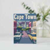 ケープタウンサウスアフリカヴィンテージトラベルイラストレーション ポストカード (スタンド正面)