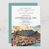 ケープタウンサウスアフリカ結婚式招待状レトロ 招待状 (正面/裏面)