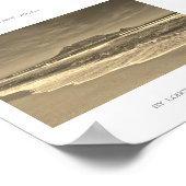 ケープタウンテーブルマウンテンビーチ海セピアポスター ポスター (角)