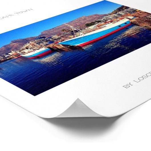 ケープタウンテーブルマウンテンマリーナハーバーボートポスター ポスター (角)