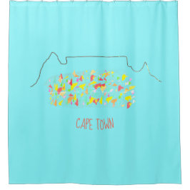 ケープタウンファンキーテーブルマウンテンカラフル シャワーカーテン
