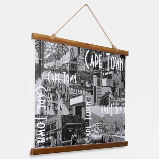ケープタウンモノクロシティスケープ建築 吊り下げ型タペストリー (傾斜あり)