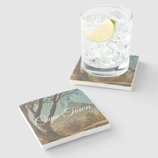 ケープタウンライオンの頭の風景南アフリカ ストーンコースター (横)