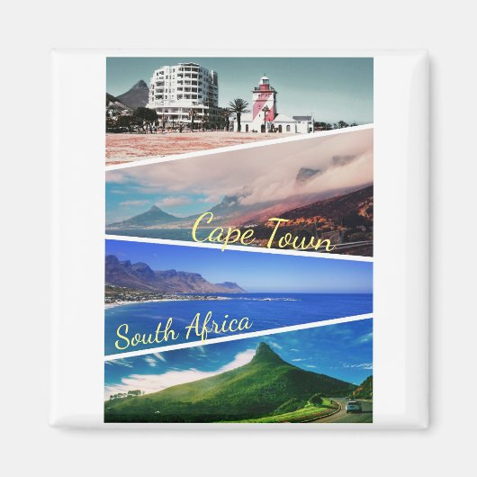 ケープタウンライオンの頭部ランドスケープのコラージマグネット マグネット (正面)