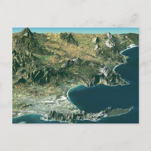 ケープタウン上空の衛星画像付きポストカード ポストカード (正面)