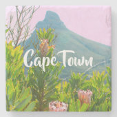 ケープタウン南アフリカプロテアライオンの頭自然 ストーンコースター (正面)