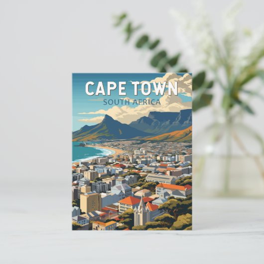 ケープタウン南アフリカ旅行アートヴィンテージ ポストカード (スタンド正面)