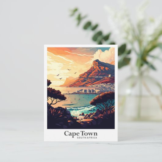 ケープタウン南アフリカ旅行アートヴィンテージ ポストカード (スタンド正面)