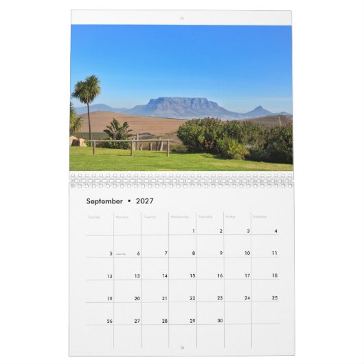 ケープタウン南アフリカ自然アーキテクチャーシティ カレンダー (9月 2027)