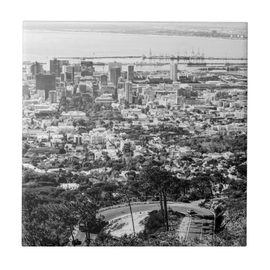 ケープタウン南アフリカ都市景観モノクロ タイル (正面)