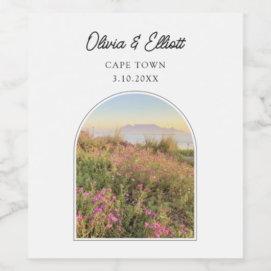 ケープタウン結婚式の引き出物 パーソナライズされた ワインラベル (シングルラベル)