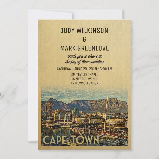 ケープタウン結婚式招待状南アフリカ 招待状 (正面)