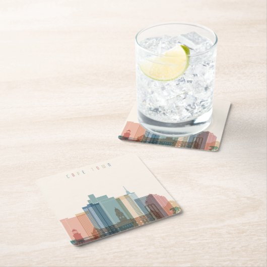 ケープタウン、アフリカ|都市スカイライン スクエアペーパーコースター (インサイチュ)