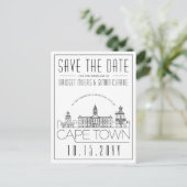 ケープタウン |スタイル設定されたスカイライン日付を保存 ポストカード (スタンド正面)