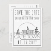 ケープタウン |スタイル設定されたスカイライン日付を保存 ポストカード (正面/裏面)