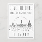 ケープタウン |スタイル設定されたスカイライン日付を保存 ポストカード (正面)