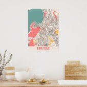 ケープタウン – 南アフリカチョークシティの地図 ポスター (キッチン)