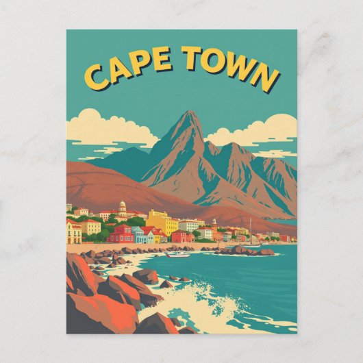 ケープタウン、南アフリカレトロヴィンテージトラベル ポストカード (正面)