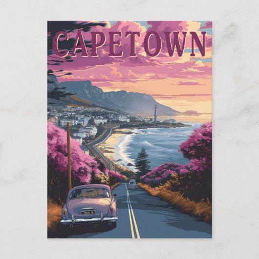 ケープタウン、南アフリカヴィンテージ旅行 ポストカード (正面)