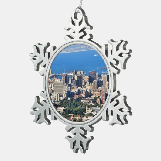 ケープタウン、南アフリカ共和国 スノーフレークピューターオーナメント (右)