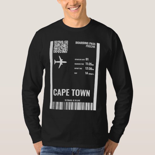ケープタウン 南アフリカ 搭乗券 航空券 Tシャツ (正面)