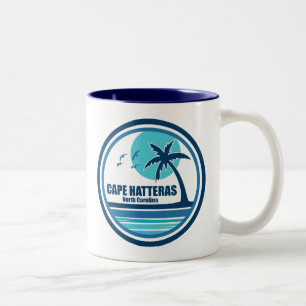 ケープハッタラスノースカロライナのヤシの木の鳥 ツートーンマグカップ