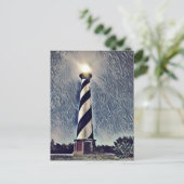 ケープハッタラスライトハウスアウターバンクスOBX NC ポストカード (スタンド正面)