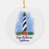 ケープハッタラスライトハウスウォーターカラーノースカロライナ セラミックオーナメント (裏面)