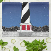 ケープハッタラスライトハウスノースカロライナ キッチンタオル (折り畳み)