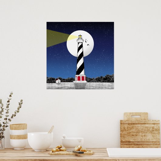 ケープハッタラスライトハウスノースカロライナ ポスター (キッチン)