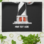 ケープハッタラスライトハウスブラック&ホワイト キッチンタオル (折り畳み)